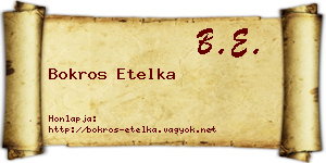 Bokros Etelka névjegykártya